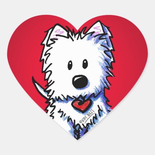 KiniArt Westie Red Heart Stickers (Voorkant)