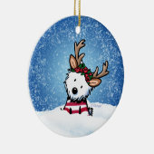 KiniArt Westie Reindeer Kerstversiering Keramisch Ornament (Rechts)