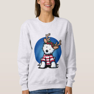 KiniArt Westie Reindeer Sweatshirt de Noël