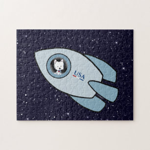 KiniArt Westie Rocket Dog Jigsaw Puzzle Puzzle