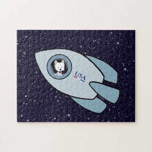 KiniArt Westie Rocket Dog Jigsaw Puzzle Puzzle (Horizontal)