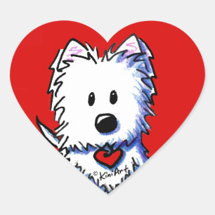 KiniArt Westie Rode Hart Stickers