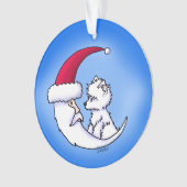 KiniArt Westie Santa Moon Ornament (voorkant)