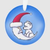 KiniArt Westie Santa Moon Ornament (voorkant)