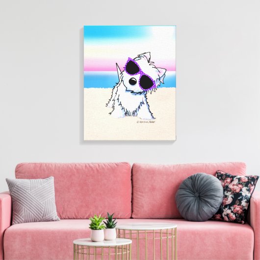 KiniArt Westie Terrier Beach Dog Canvas Afdruk (Insitu (Woonkamer))