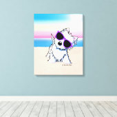 KiniArt Westie Terrier Beach Dog Canvas Afdruk (Insitu (Houten vloer))