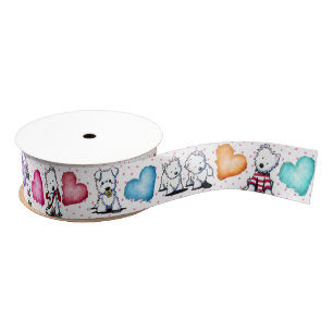 KiniArt™ Westie Terrier Puppy Love Grosgrain Lint