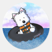 KiniArt Westie Terrier Ronde Sticker (Voorkant)