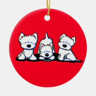 KiniArt Westie Trio Keramisch Ornament