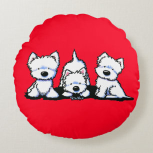 KiniArt Westie Trio Round Pillow Rond Kussen
