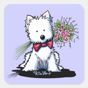 KiniArt Westie Valentijnstickers Vierkante Sticker