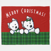 KiniArt Westies Kerstmis Fleece Deken (Voorkant (Horizontaal))