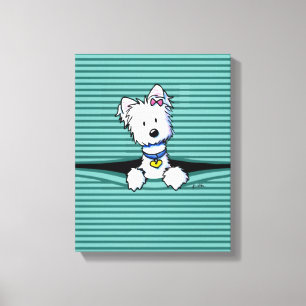KiniArt Window Blinds Westie Canvas Afdruk