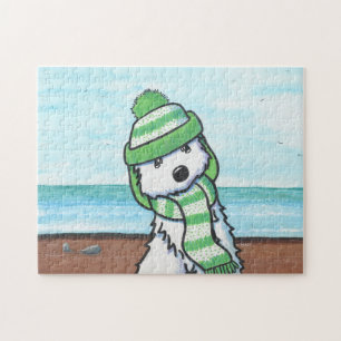 KiniArt Winter Beach Westie Legpuzzel