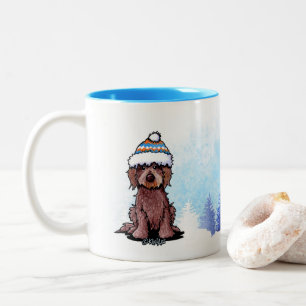 KiniArt Winter Chocolade Doodle Hond Tweekleurige Koffiemok