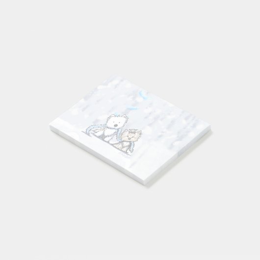 KiniArt Winter Terriers Post-it Notes (Schuin)