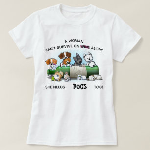 KiniArt Women DOGS en WIJN T-shirt