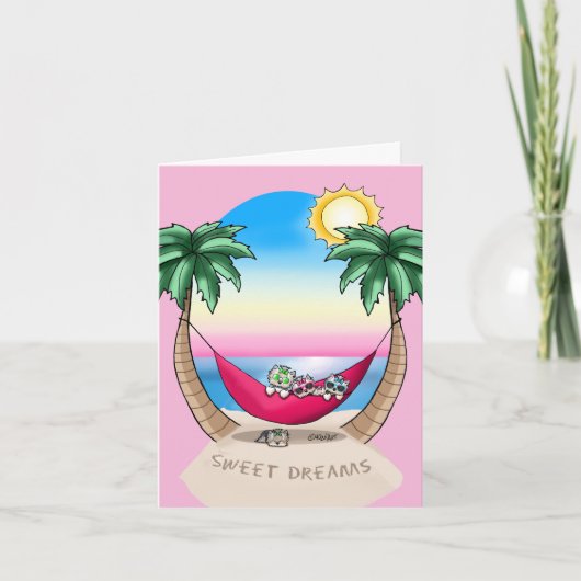 KiniArt Yorkies Tropical Dream Notitiekaartje (Voorkant)