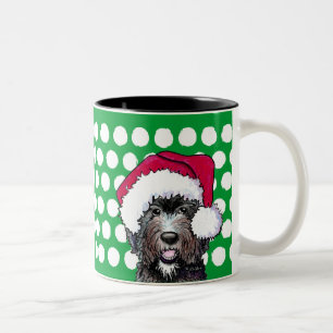 KiniArt Zwarte Doodle Kerstman Twee-Tons Koffiemok Tweekleurige Koffiemok