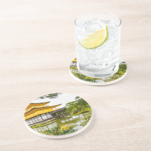 Kinkaku-ji, het gouden paviljoen in Kyoto Zandsteen Onderzetter