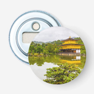 Kinkaku-ji of Golden Pavilion and Pond, Kyoto Button Flesopener