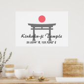 Kinkaku-ji Temple Latitude Longitude Poster (Keuken)