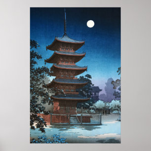 Kinryuzan Temple in Asakusa door Tsuchiya Koitsu Poster