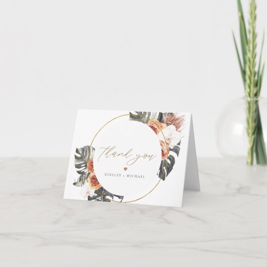 KINSLEY Boho Terracotta Bloem Droog Palmblad Bedankkaart (Voorkant)