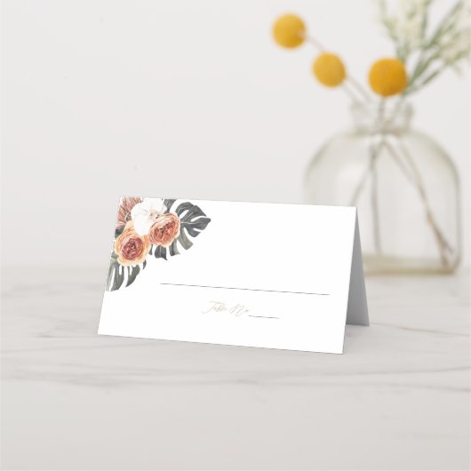 KINSLEY Boho Terracotta Palm Wedding Guest Name (Voorkant)