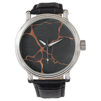 Kintsugi 1C zwart leer Horloge