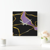 Kintsugi Amethyst Accents Vierkante Klok (Huis)