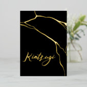 Kintsugi gouden en zwarte folie vakantiekaart feestdagenkaart (Staand Voorkant)