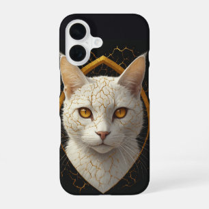 Kintsugi katportret met ingewikkelde gouden lijnen iPhone 16 hoesje