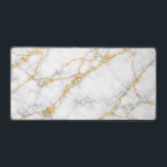 Kintsugi Marble Gold Fracture Luxury Desk Mat<br><div class="desc">This Modern Kintsugi White Marble and Gold Art Desk Mat features a high-resolution, full-bleed texture of premium Carrara marble with vibrant gold-filled fractures throughout. Perfect for luxury home offices, minimalist workstations, or as an elegant designer gift. This ultra-wide desk pad adds a sophisticated, artistic touch to any workstation while providing...</div>