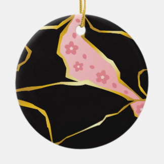 Kintsugi-ornament met kersenbloesemaccenten keramisch ornament