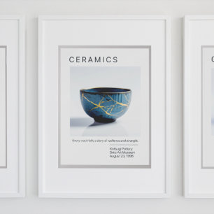 Kintsugi Poterie Poster série Blanc