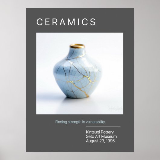 Kintsugi Poterie Poster série | Gris (Devant)