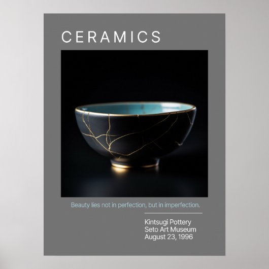 Kintsugi Poterie Poster série | Gris (Devant)