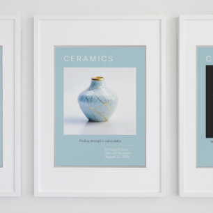 Kintsugi Pottery Poster Series Bleek blauw