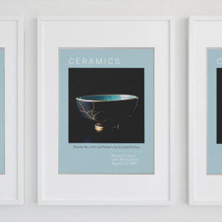 Kintsugi Pottery Poster Series | Bleek blauw