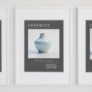Kintsugi Pottery Poster Series Grijs