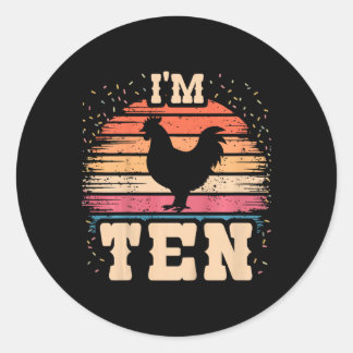 Kip 10 Jaar Verjaardag Jongen Meisje 10e Kip Ronde Sticker