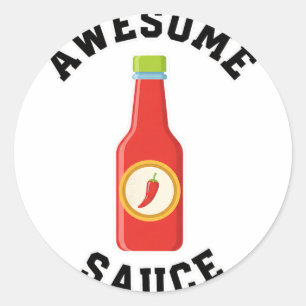 Kip Awesome Sausfles Ronde Sticker