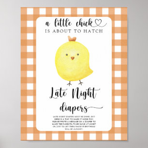 kip baby shower - Late night luiers spel Poster