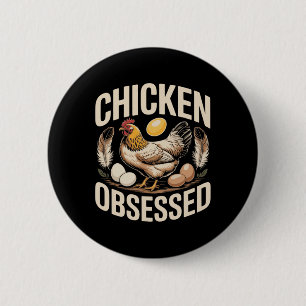 Kip bezeten Grappige Ckyard Hen Liefhebber _2  Ronde Button 5,7 Cm