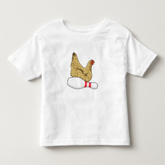 Kip bij Bowling met Bowling-pin Kinder Shirts (Voorkant)