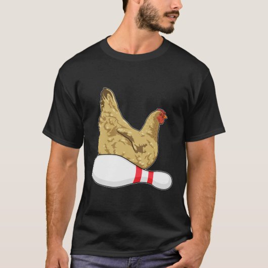 Kip bij Bowling met Bowling-pin T-shirt (Voorkant)