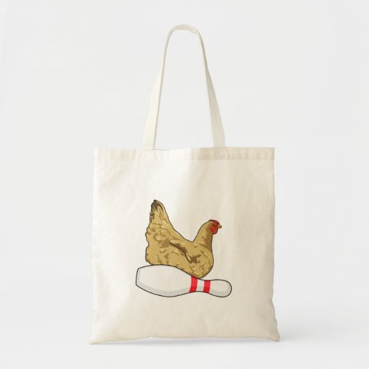 Kip bij Bowling met Bowling-pin Tote Bag (Voorkant)