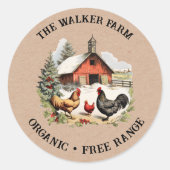 kip Boerderij monogram Ronde Sticker (Voorkant)