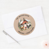 kip Boerderij monogram Ronde Sticker (Envelop)